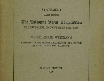 Cover of The Jewish People and Palestine by Chaim Weizmann, Nov. 25, 1936.