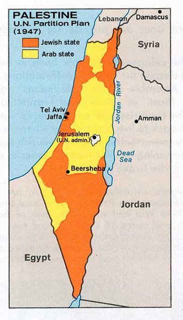 1948 Palestine Partition Map - Al Nakba Palestinian Catastrophe ...