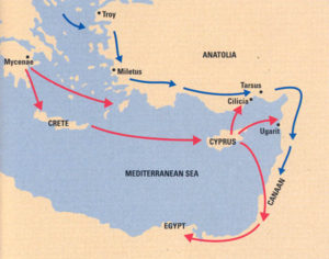 Map of Philistines' Seaborne Migration