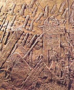 Sennacherib’s conquest of Lachish, immortalized in a relief that adorned his palace at Nineveh, in Assyria.