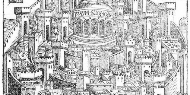 Hierosolima (Jerusalem), Hartmann Schedel (1440-1514), Woodcut, Nuremberg, 1493.