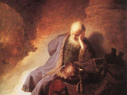 Jeremiah Laments the Destruction of Jerusalem, Rembrandt (1606-1669).