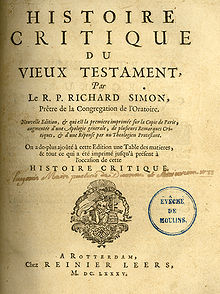 Title page of Simon's Critical History 1682