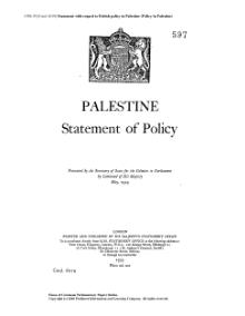 Palestine: Statement of Policy by His Majesty’s Government in the United Kingdom (Cmd. 3692) – October 1930: Summary