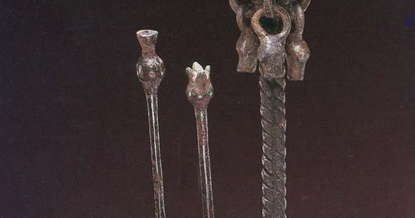 Bronze Scepters and Incense Burner, 13th or 12th century BCE