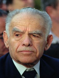 FILE--Former Israeli Prime Minister Yitzhak Shamir, shown in this May, 1991 file photo, a staunch opponent of land-for-peace agreements with the Arabs, announced ,Tuesday, Dec, 26, 1995 that he will not run for parliament in the 1996 general elections. (AP Photo/File/Nati Harnick)