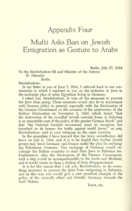 Mufti asks for Ban on Jewish Emigration
