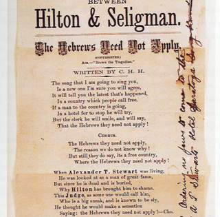 July 1877 American Antisemitism  The Celebrated Seligman-Hilton Affair