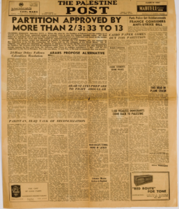 Palestine Post Nov 29 1947